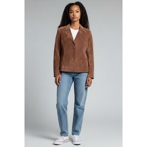 Vintage Brandon Thomas Leather Suede Jacket Womens Size L Brown Y2K Retro Cowboy